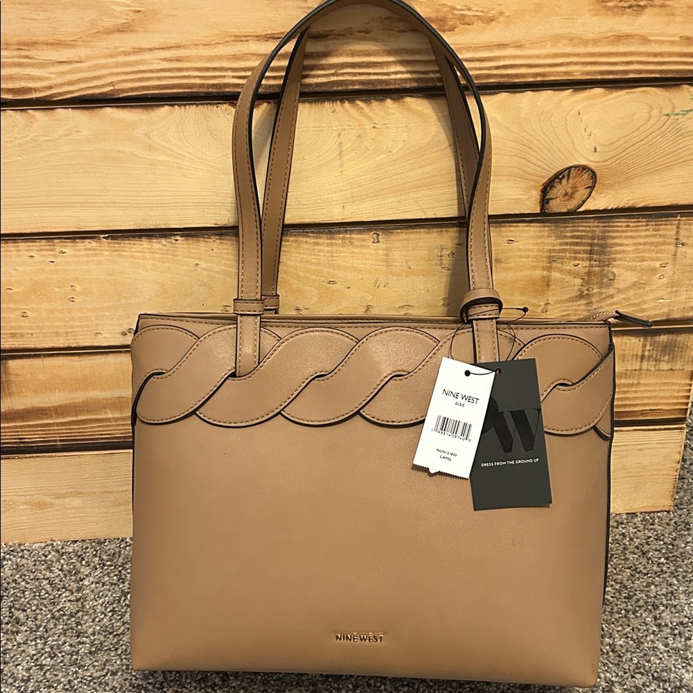 Nine West Camel colored Handbag with Wave Detail